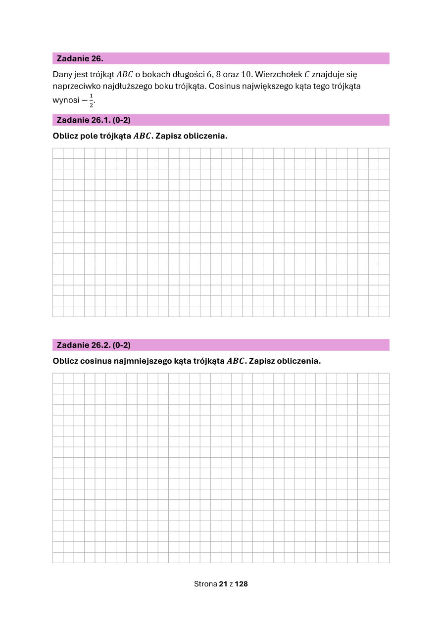 Zadania z arkusza maturalnego z matematyki